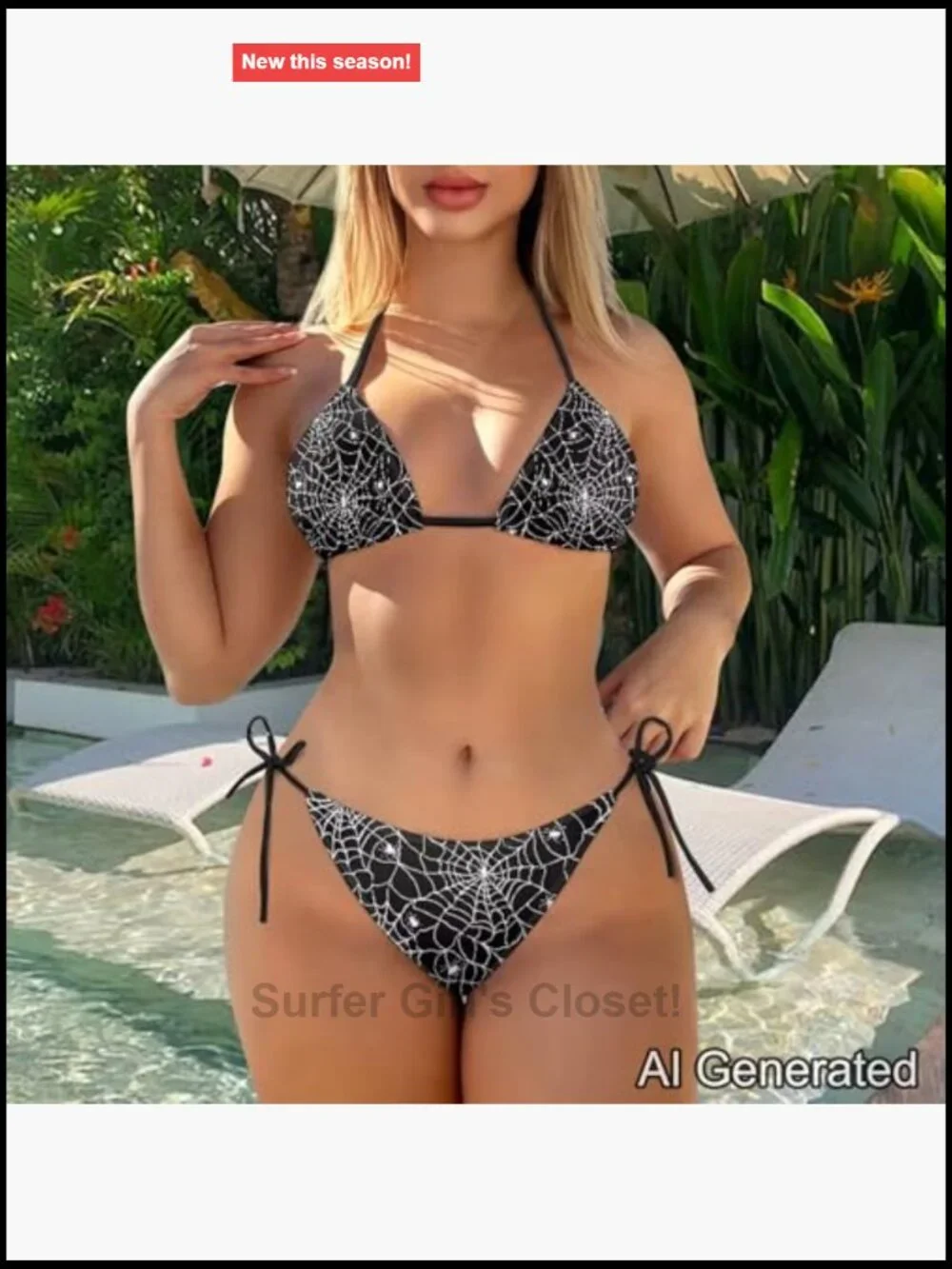 Sexy Halter Thong Bikini 2 Piece Set Tie Sides Summer Triangle Swimwear